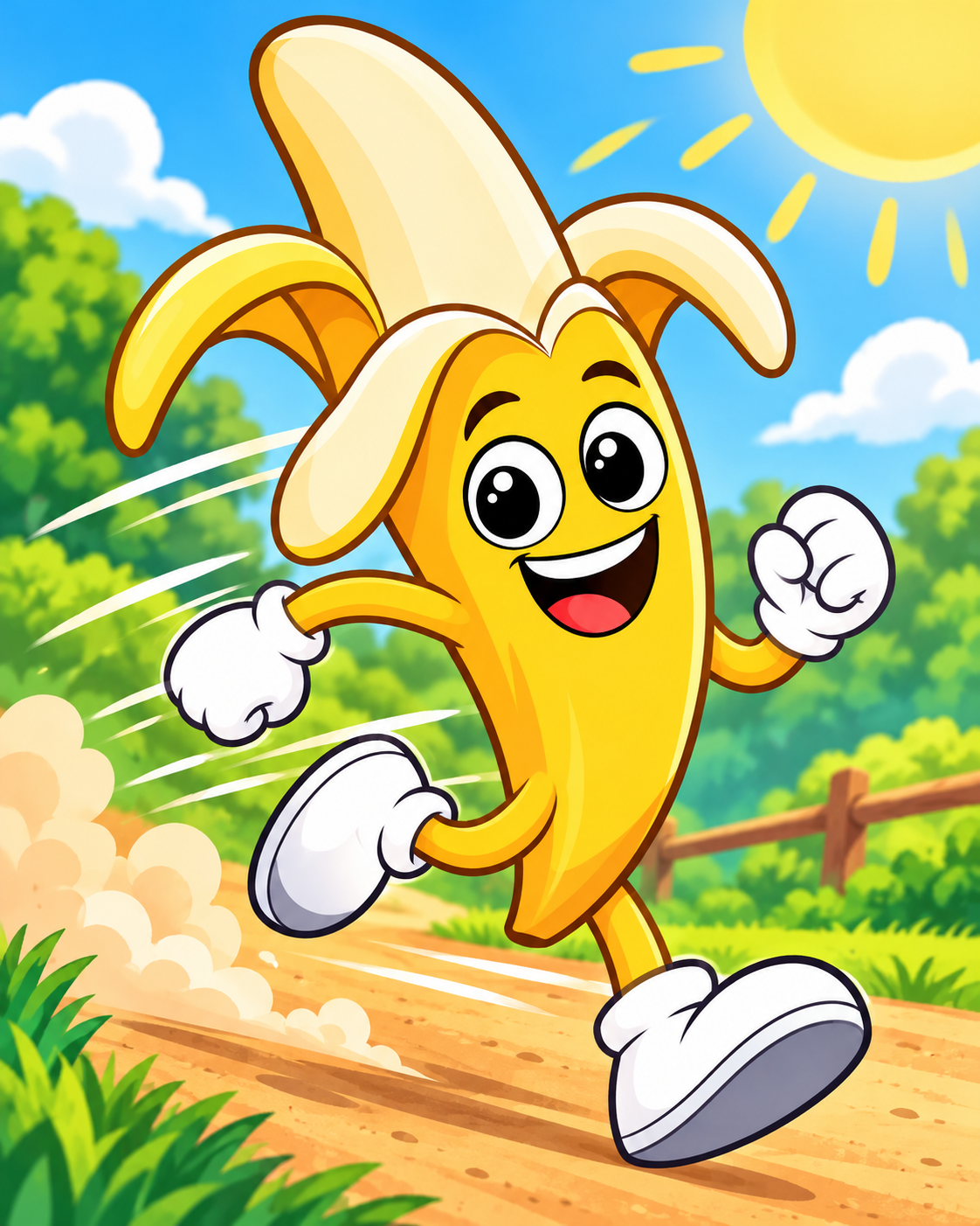Nanner running along a sunny trail
